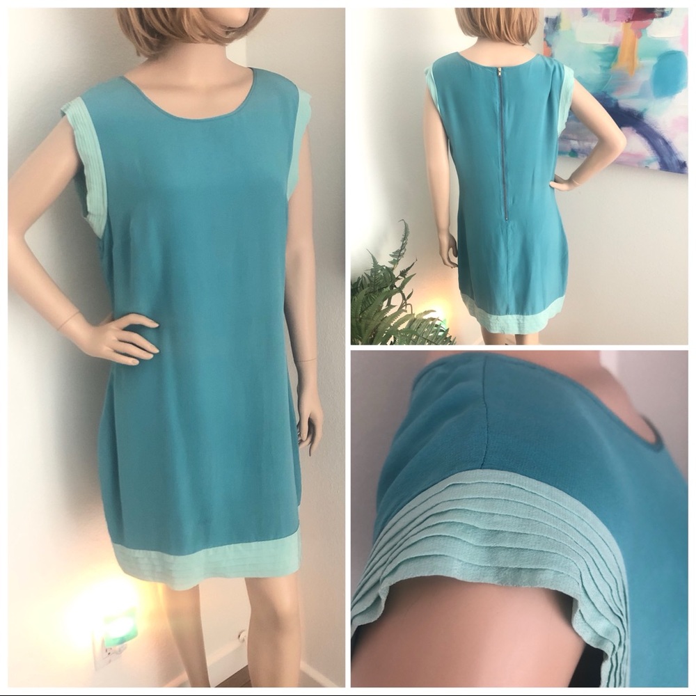Marciano Pale Turquoise Short Sleeve Silk Dress